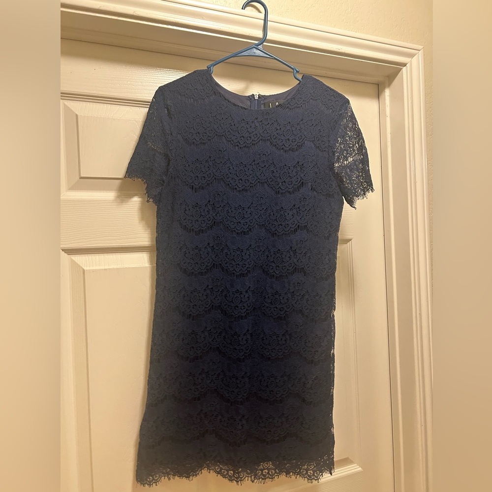 Lulu’s Women’s Take Me to Brunch Navy Blue Lace Shift Dress